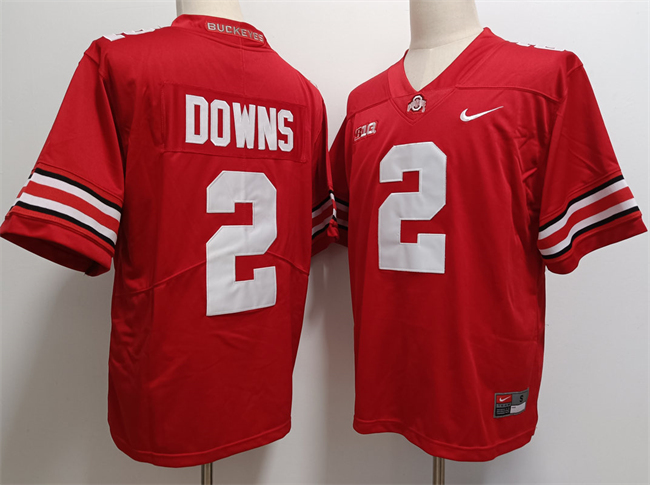 Men's Ohio State Buckeyes #2 Caleb Downs Red Limited Stitched Jersey